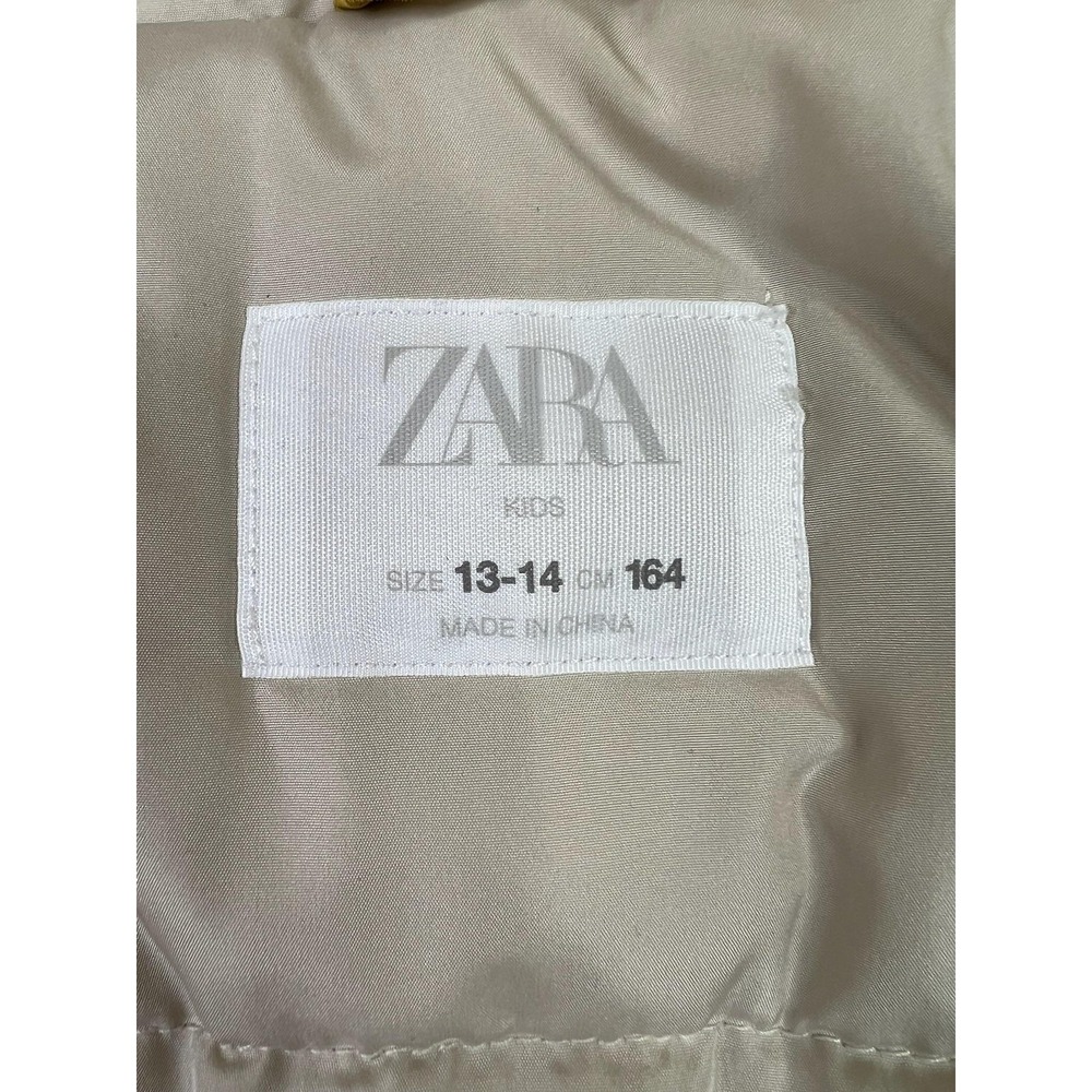 Zara Kids Parka Coat Youth 13-14 Yellow Hooded Faux Fur Trim Winter Insulated - Picture 3 of 10